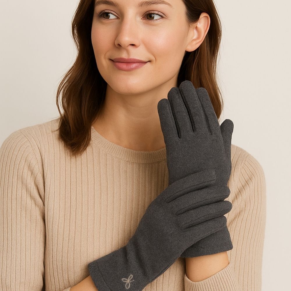 HEAD Gray Fleece Gloves Touchscreen L Winter Cold Weather Outdoors Sporty